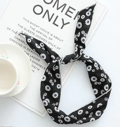 Flowers Print Cotton Twist Hair Scarf - Image 2