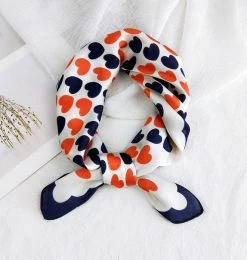 Navy Red Sweet Hearts Square Scarf