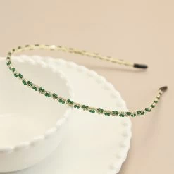 Emerald Green Beaded Thin Headband
