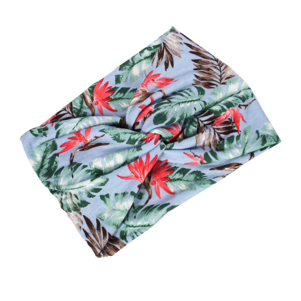 Twisted Turban Headband In Tropical Print - Image 3
