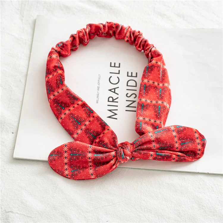 Christmas Theme Velvet Elastic Headband With Wired Bow - Image 2