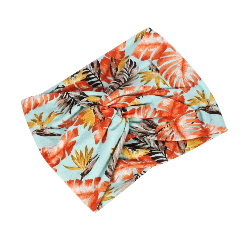 Twisted Turban Headband In Tropical Print - Image 2