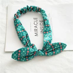 Christmas Theme Velvet Elastic Headband With Wired Bow