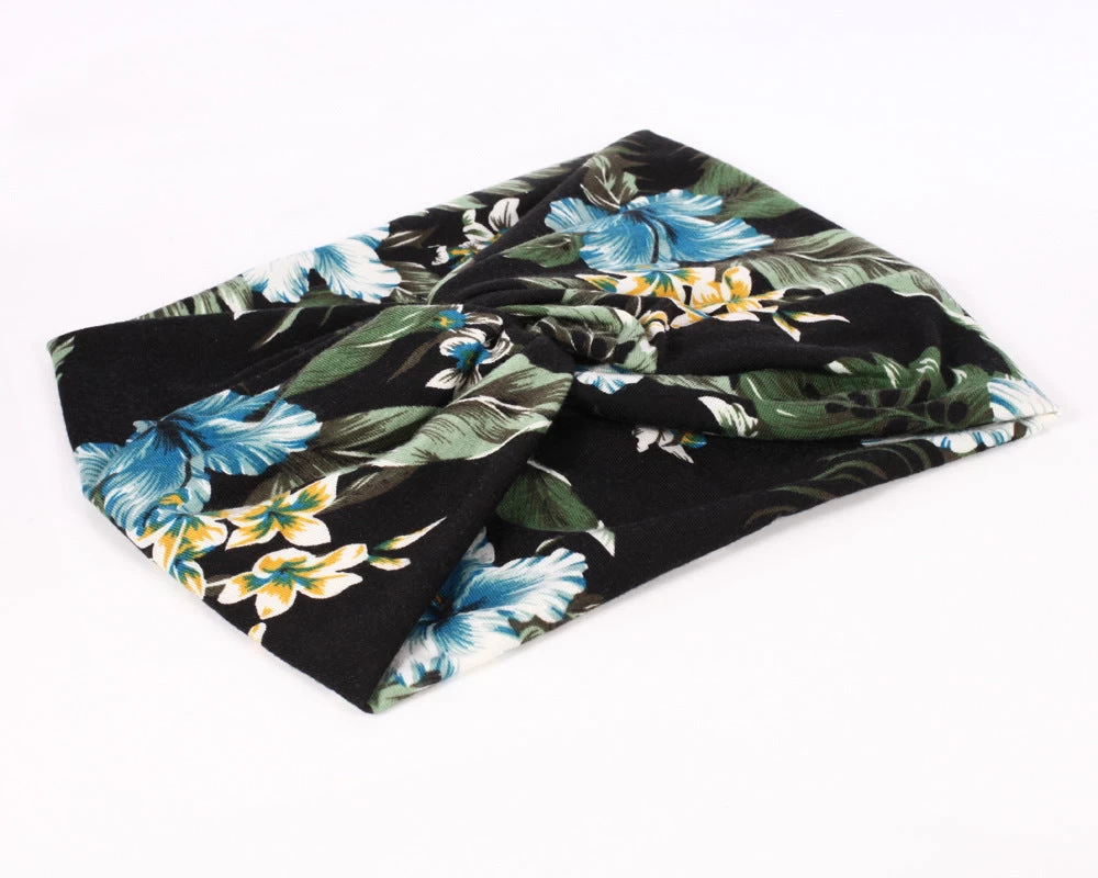 Twisted Turban Headband In Tropical Print - Image 5