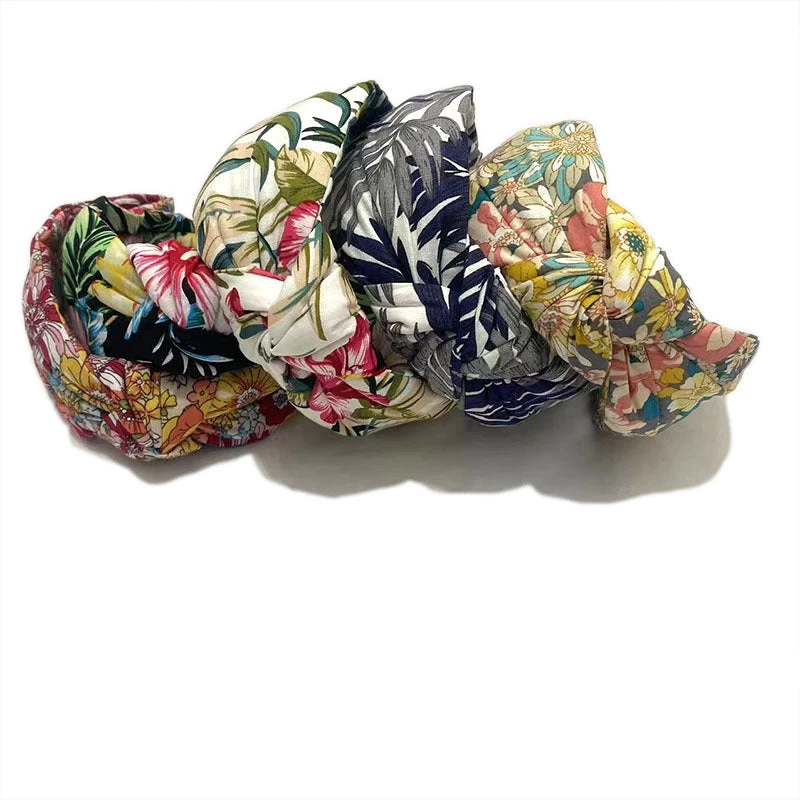 Floral Knotted Cotton Headband - Image 3