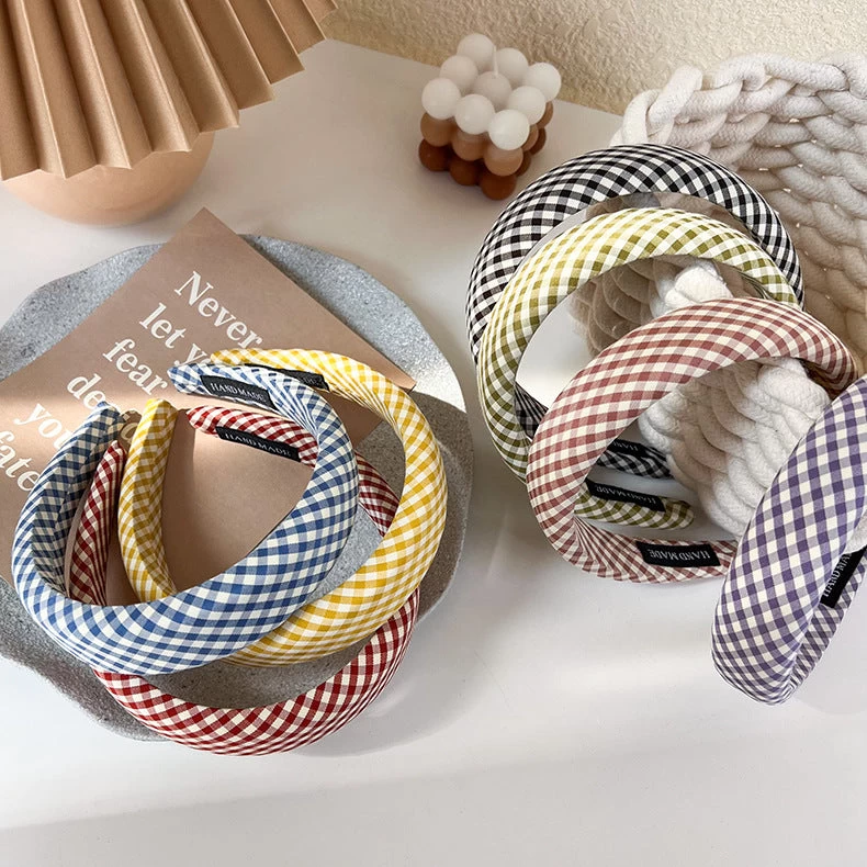 3cm Wide Padded Gingham Headband - Image 2