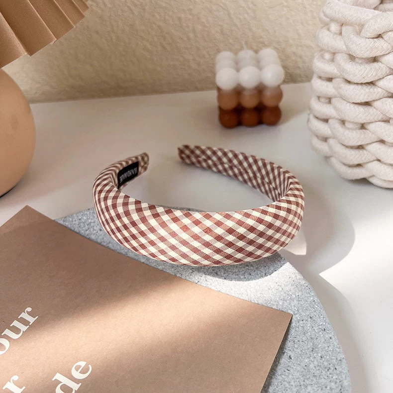 3cm Wide Padded Gingham Headband - Image 7