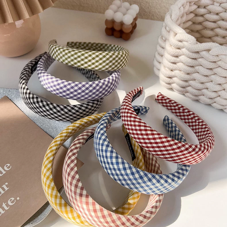 3cm Wide Padded Gingham Headband - Image 6