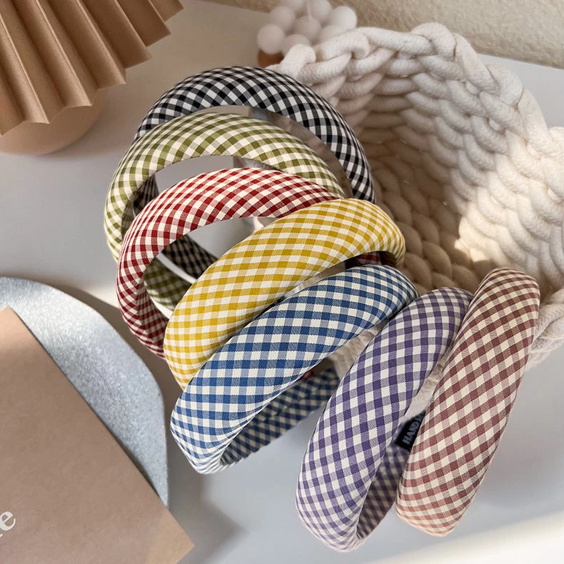 3cm Wide Padded Gingham Headband - Image 3