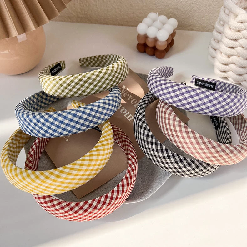 3cm Wide Padded Gingham Headband - Image 4