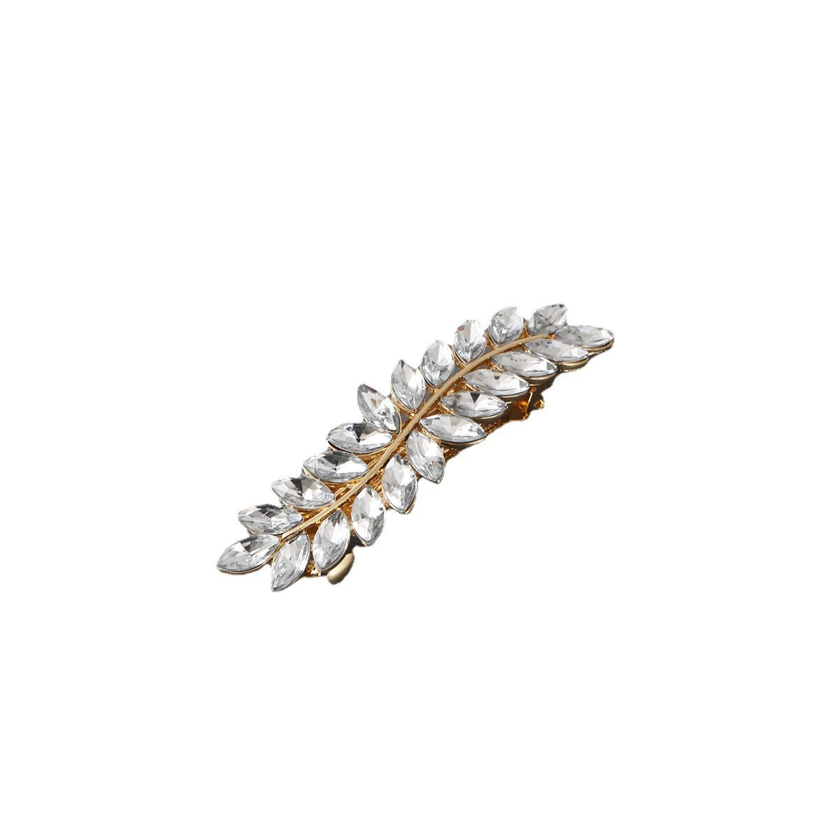 Clear Rhinestones Leaf Branch Metal Hair Barrette - Image 6