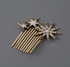 Rhinestones Starburst Metallic Hair Comb