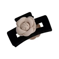 Black Velvet Hair Claw With Flowers