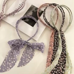 Double Wrapped Chiffon Floral Headband With Long Scarf