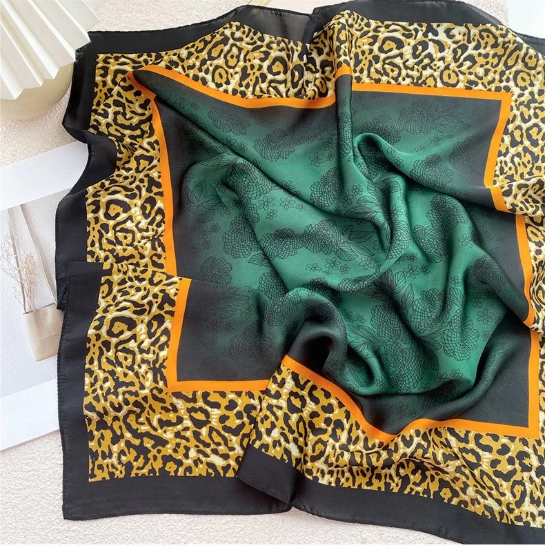 Floral Leopard Square Scarf - Image 3