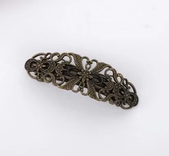 Bronze Black Metallic Floral Large Hair Barrette