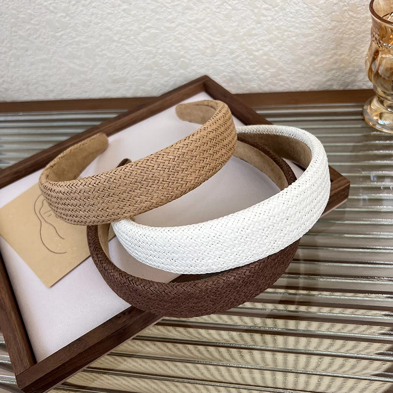 Plain Raffia Straw Rattan Headband - Image 4