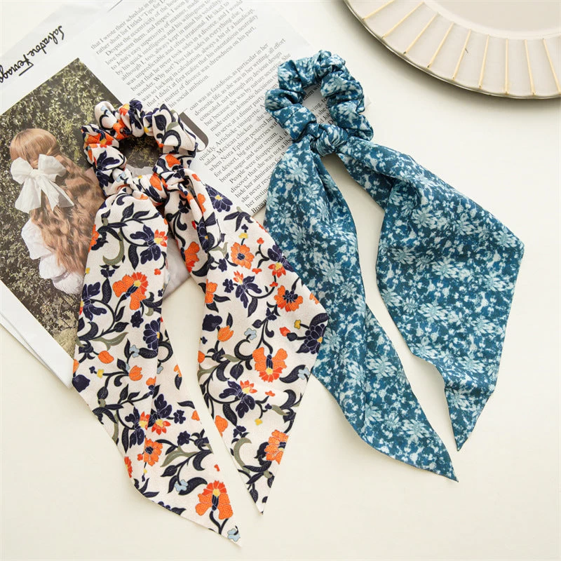 Plain And Printed Chiffon Scrunchies With Scarf