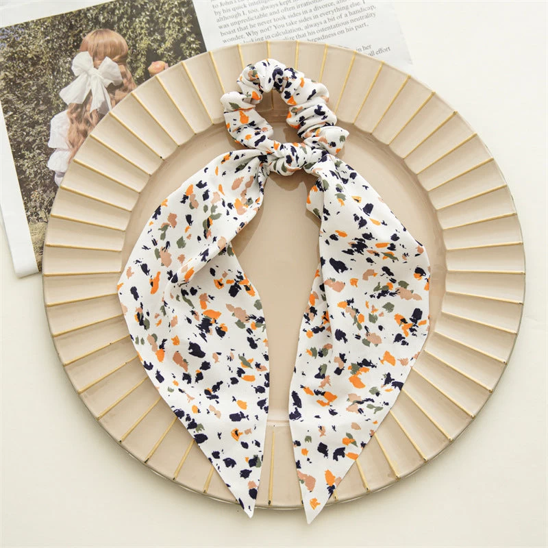 Plain And Printed Chiffon Scrunchies With Scarf - Image 8