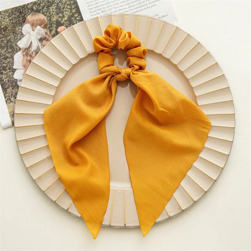 Plain And Printed Chiffon Scrunchies With Scarf - Image 9