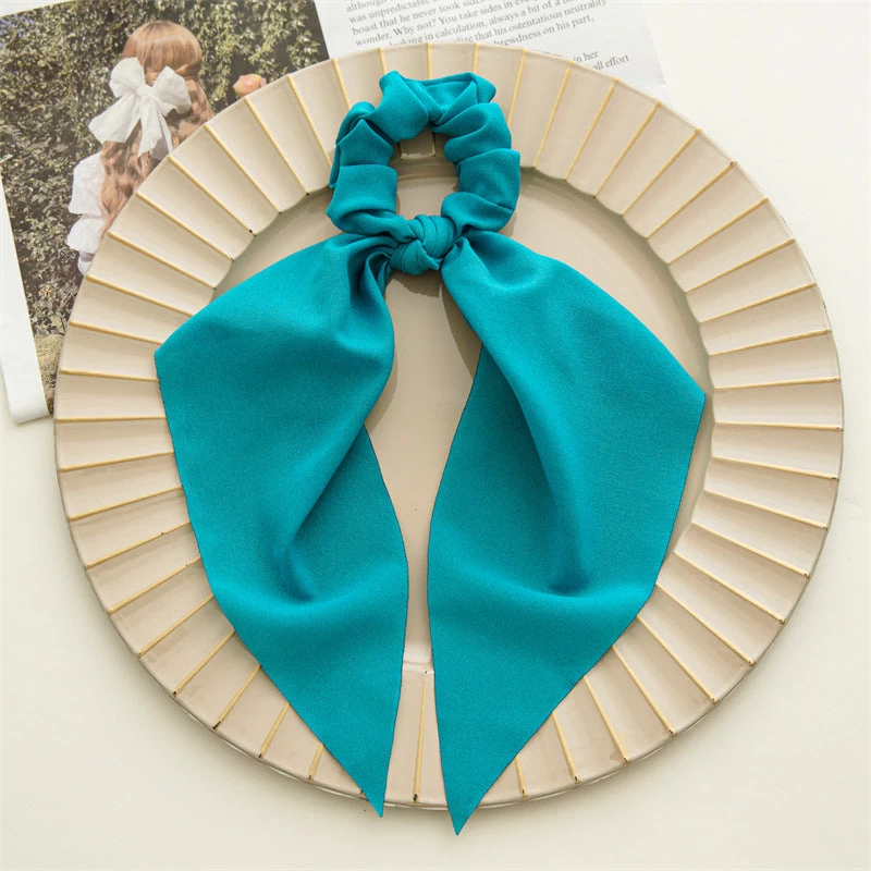 Plain And Printed Chiffon Scrunchies With Scarf - Image 10