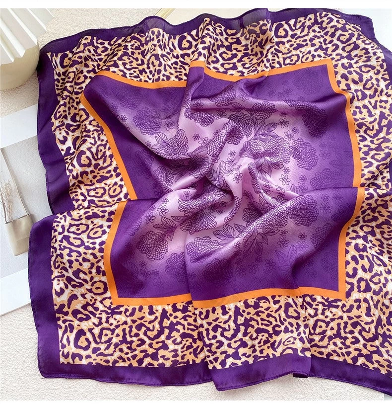 Floral Leopard Square Scarf - Image 4