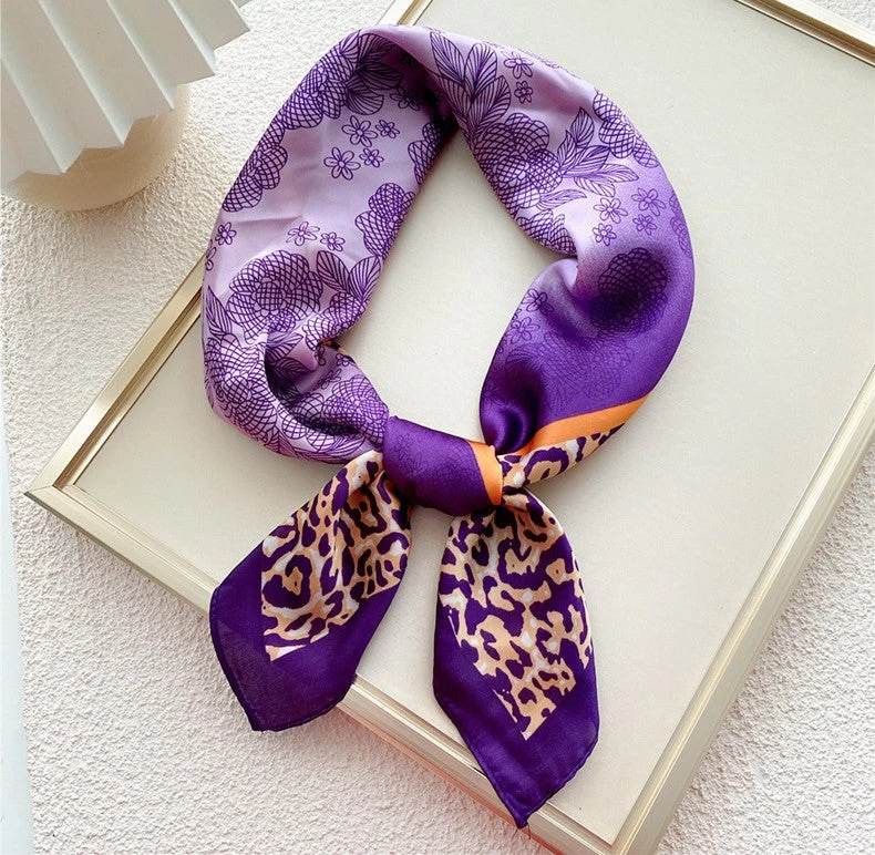 Floral Leopard Square Scarf - Image 2
