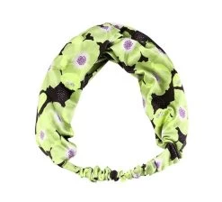 Large Olive Green Flowers Black Thick Elastic Headband