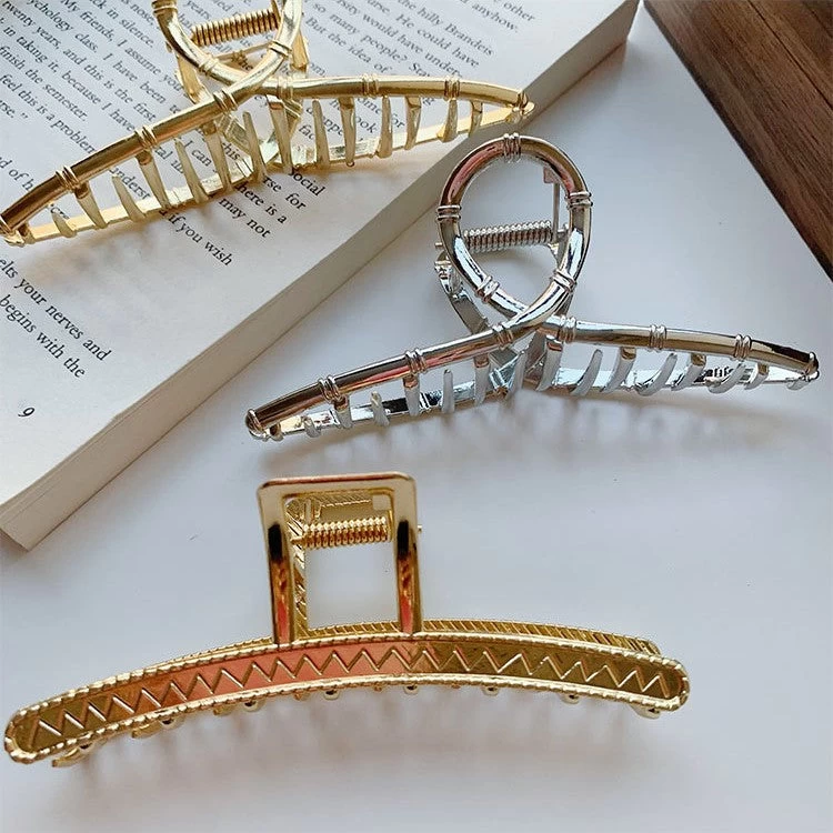 Plain And Patterned Metal Hair Claw - Image 3