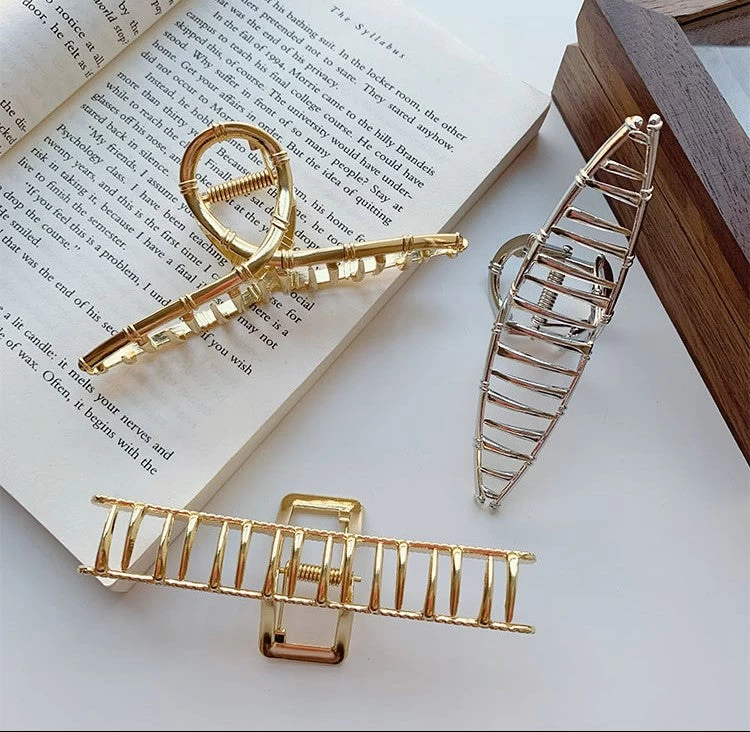 Plain And Patterned Metal Hair Claw - Image 4