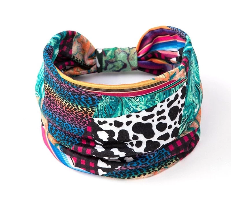 Multicoloured Mixed Animal Prints 2-way Bandanna Headband - Image 6