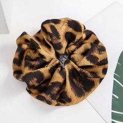 Extra-large Black Coffee Leopard Print Scrunchies