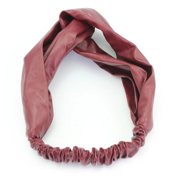 Twist Front Leather Elastic Headband