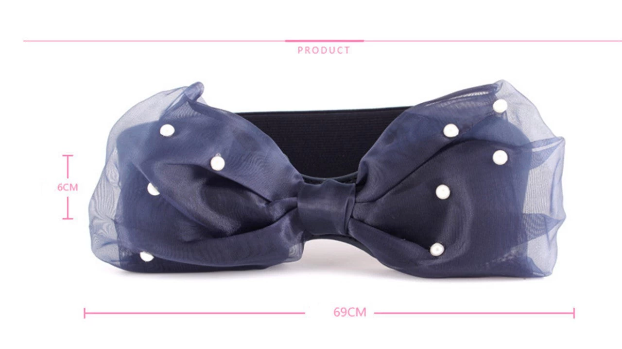 Large Organza Bow Stretch Belt - Image 2
