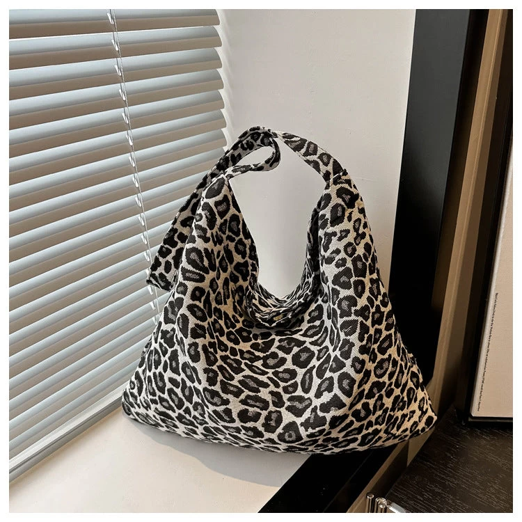 Leopard Print Corduroy One Handle Bag - Image 2