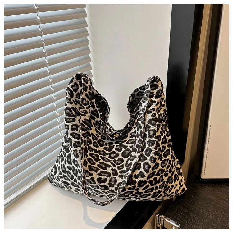 Leopard Print Corduroy One Handle Bag - Image 3