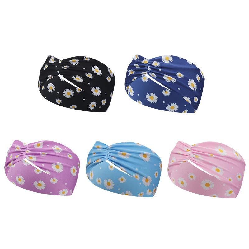 Daisy Flowers Printed Sporty Hair Band - Image 2