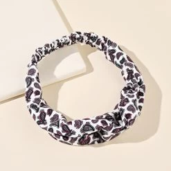 Red Black Paisley Print White Elastic Headband