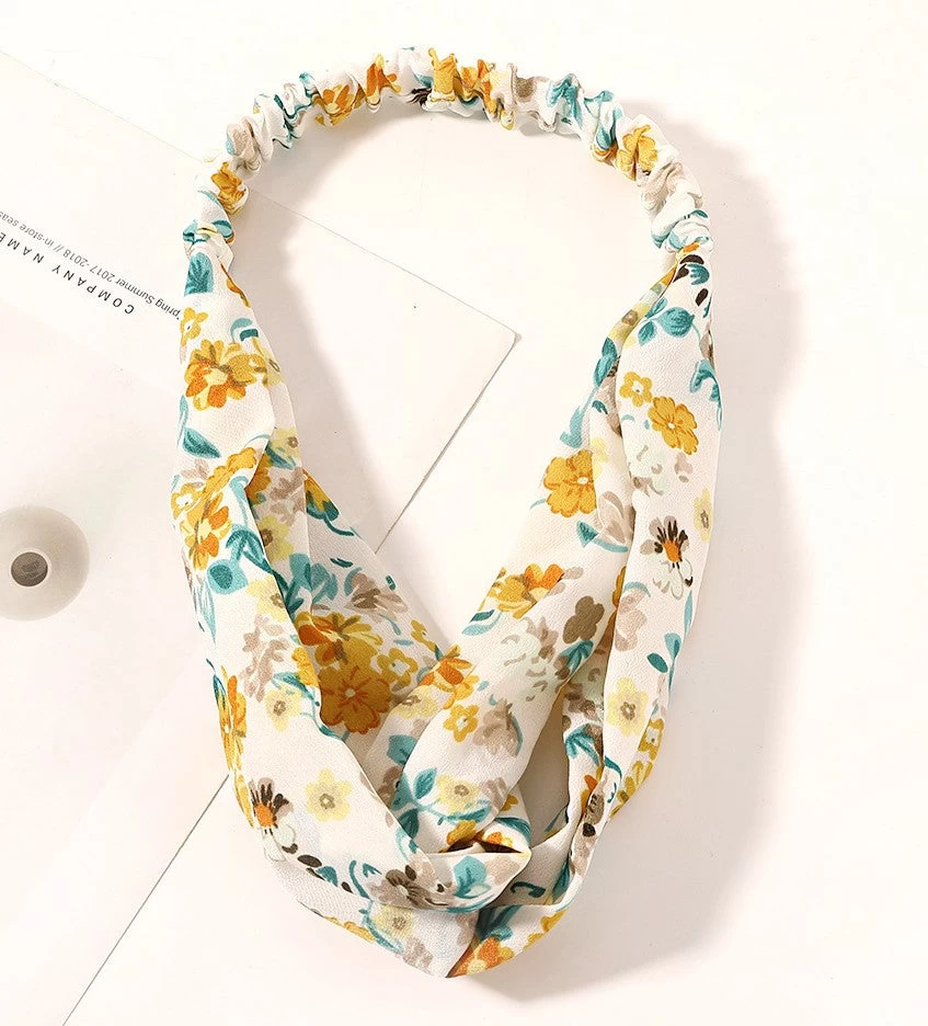 Country Flowers Prints Elastic Headband