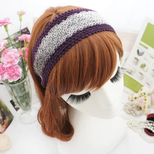 Knitted Clear-sequins Extra-wide Headband - Image 6