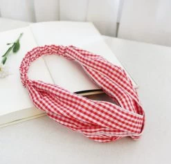 Twist Front Gingham Elastic Headband