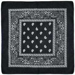 Paisley Printed Black Square Bandanna Scarf