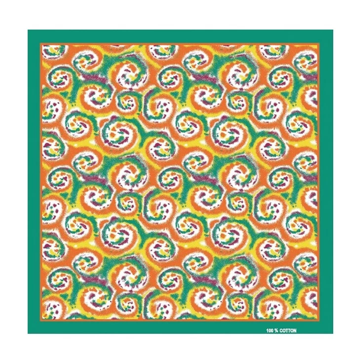 Multicoloured Swirls Print Green Square Bandanna Scarf