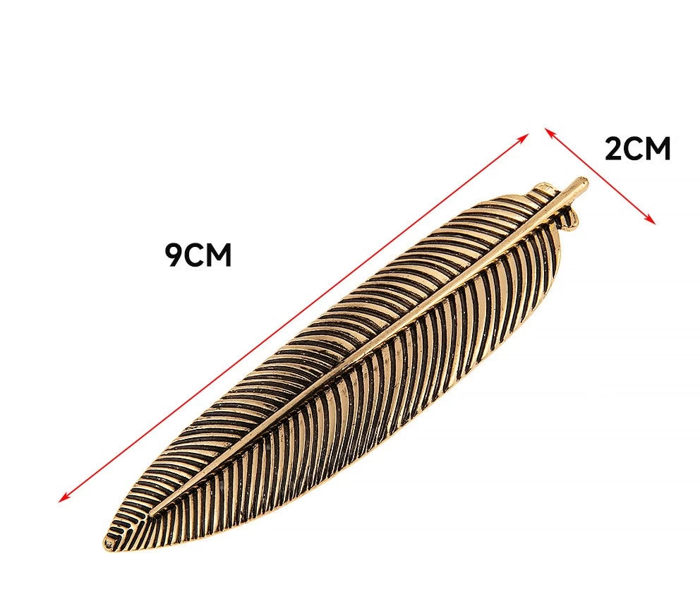 Metallic Slim Feather Hair Barrette - Image 3