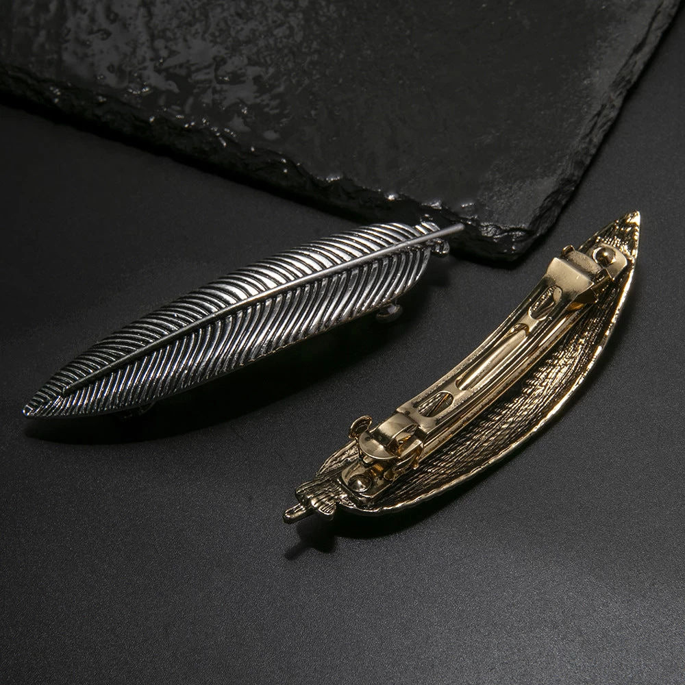 Metallic Slim Feather Hair Barrette