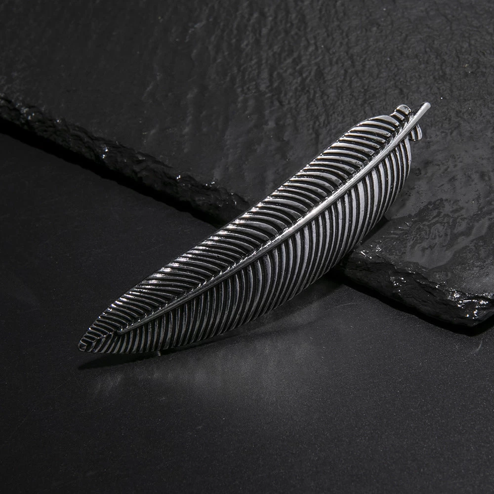 Metallic Slim Feather Hair Barrette - Image 4