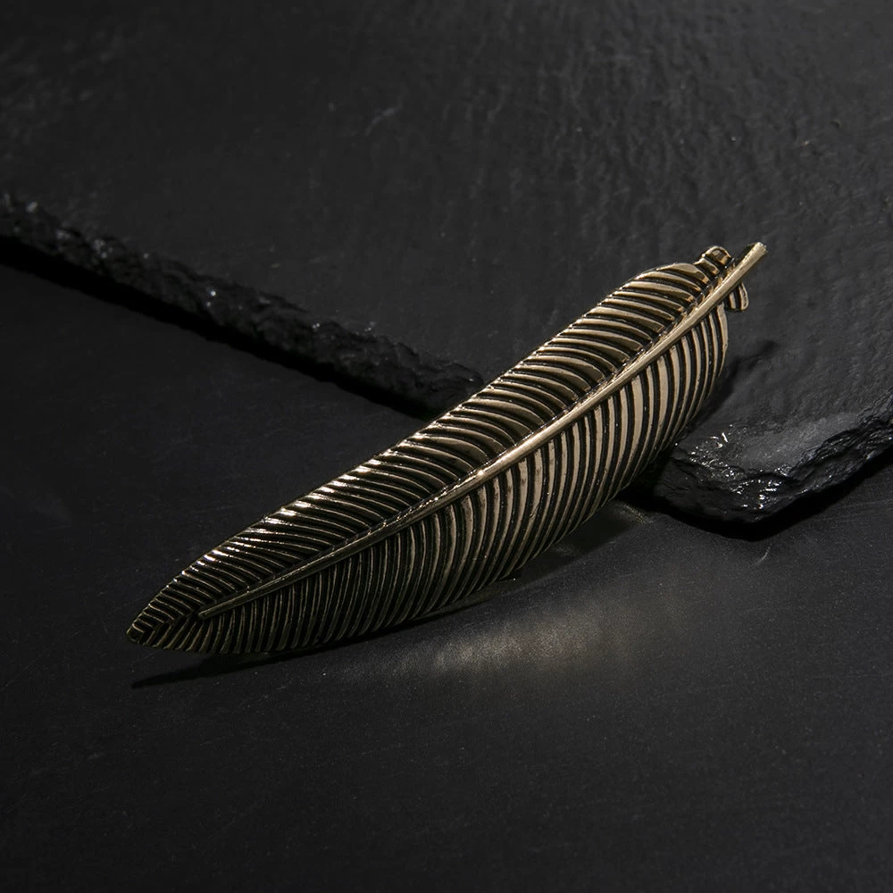 Metallic Slim Feather Hair Barrette - Image 5