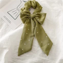 Polka Dots Chiffon Scrunchies With Bow
