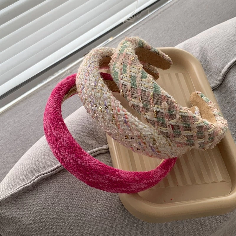 Knitted Top Thinly Padded Headband In Hot Pink - Image 2