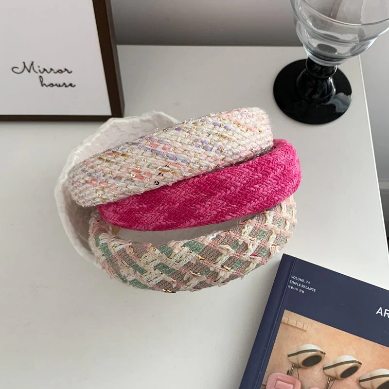 Knitted Top Thinly Padded Headband In Hot Pink - Image 3